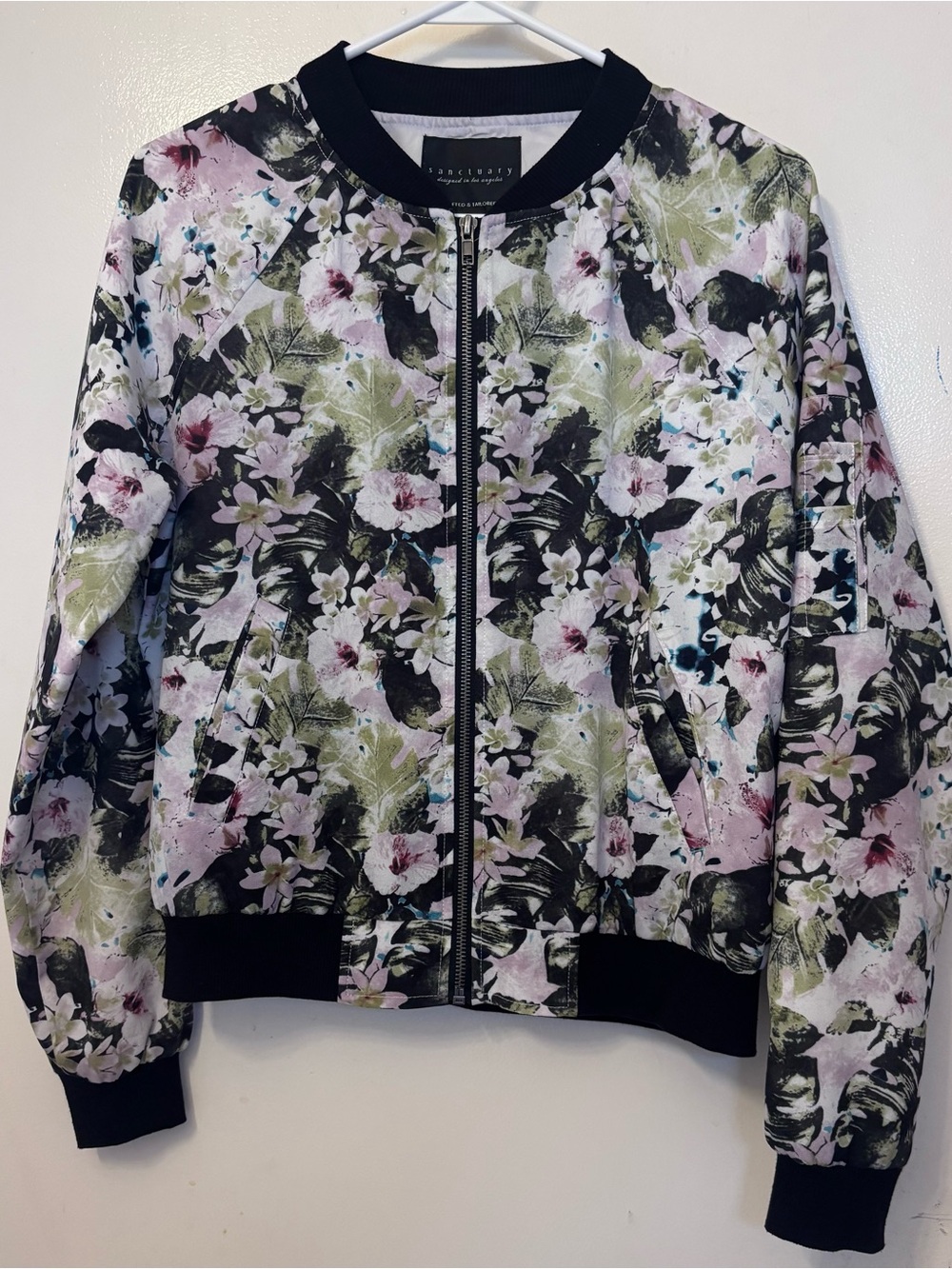Sanctuary Floral Bomber Jacket in Pink, Green & Black